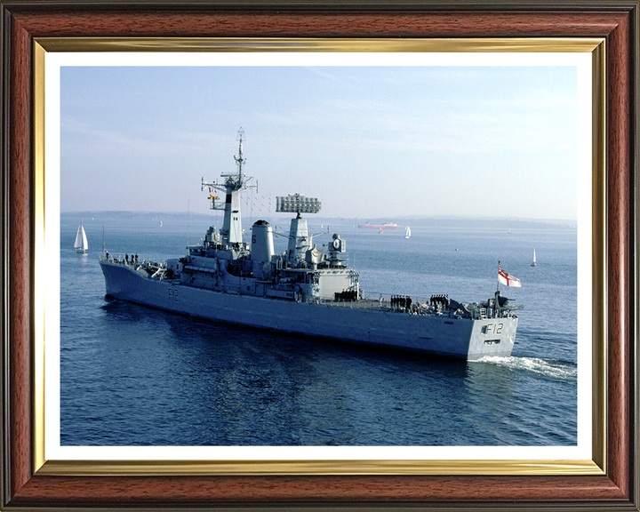 HMS Achilles (F12) Photo Print - Leaving Harbour - Royal Navy Leander Class Frigate Hampshire Prints 10 x 8 Classic Frame Yes