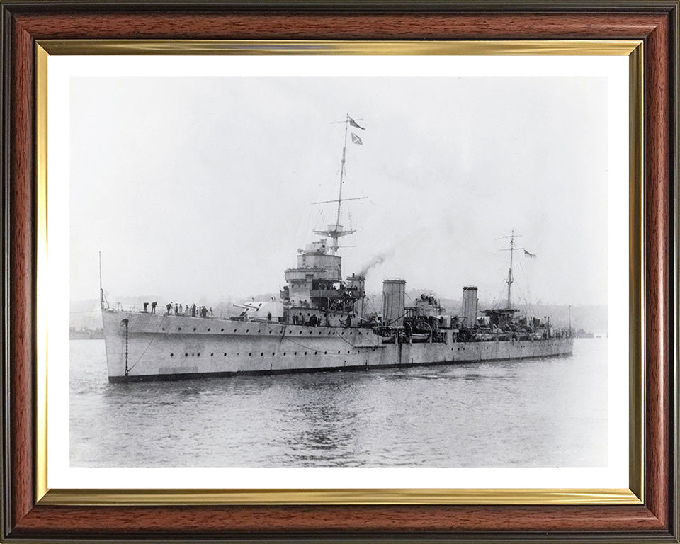 HMS Enterprise (D52) Photo Print - Port Side View - Royal Navy Emerald Class Light Cruiser Hampshire Prints 10 x 8 Classic Frame Yes