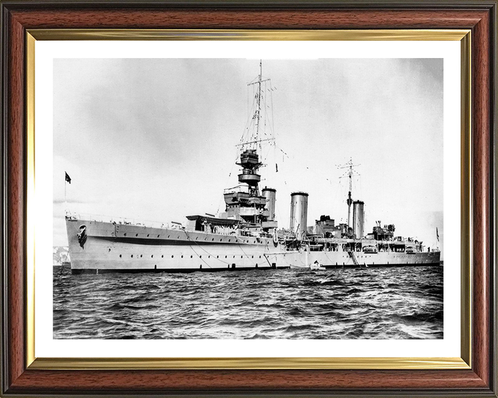 HMS Emerald (D66) Photo Print - At Anchor - Royal Navy Emerald Class Light Cruiser Hampshire Prints 10 x 8 Classic Frame Yes