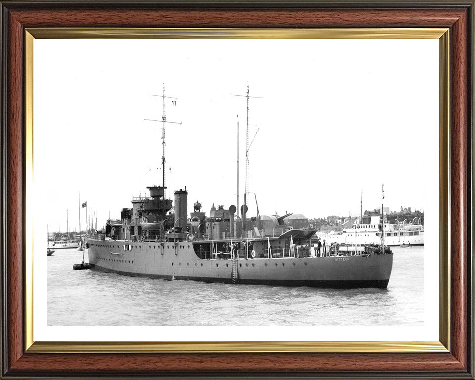HMS Bittern (L07) Photo Print - At A Buoy - Royal Navy Bittern Class Sloop Hampshire Prints 10 x 8 Classic Frame Yes