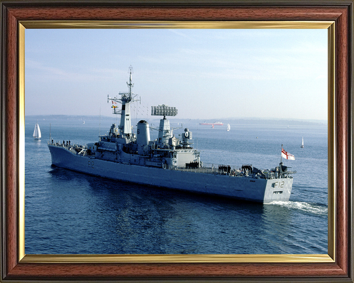 HMS Achilles (F12) Photo Print - Leaving Harbour - Royal Navy Leander Class Frigate Hampshire Prints 10 x 8 Classic Frame No