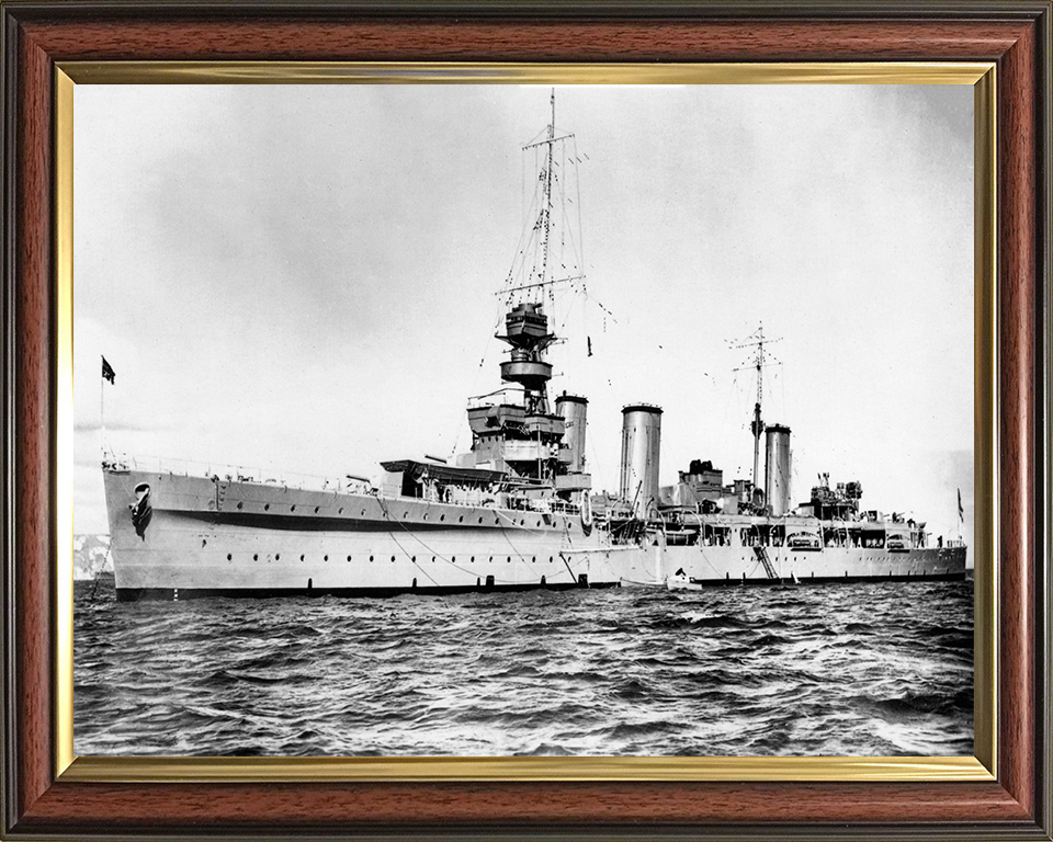 HMS Emerald (D66) Photo Print - At Anchor - Royal Navy Emerald Class Light Cruiser Hampshire Prints 10 x 8 Classic Frame No
