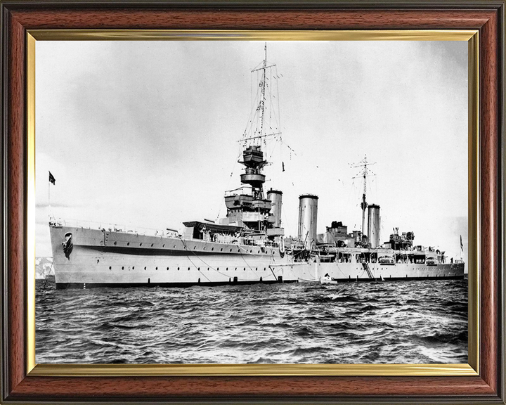 HMS Emerald (D66) Photo Print - At Anchor - Royal Navy Emerald Class Light Cruiser Hampshire Prints 10 x 8 Classic Frame No