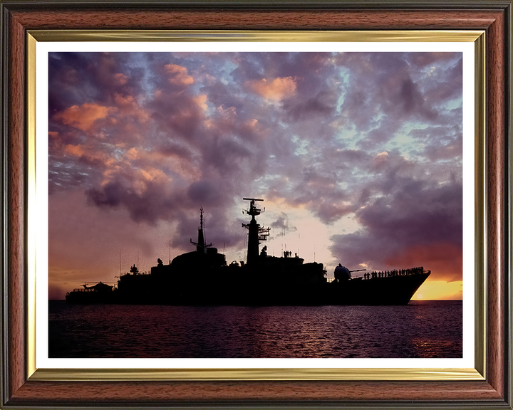 HMS Active (F171) Photo Print - At Sunset - Royal Navy Type 21 Frigate Hampshire Prints 10 x 8 Classic Frame Yes