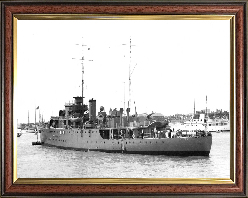 HMS Bittern (L07) Photo Print - At A Buoy - Royal Navy Bittern Class Sloop Hampshire Prints 10 x 8 Classic Frame No