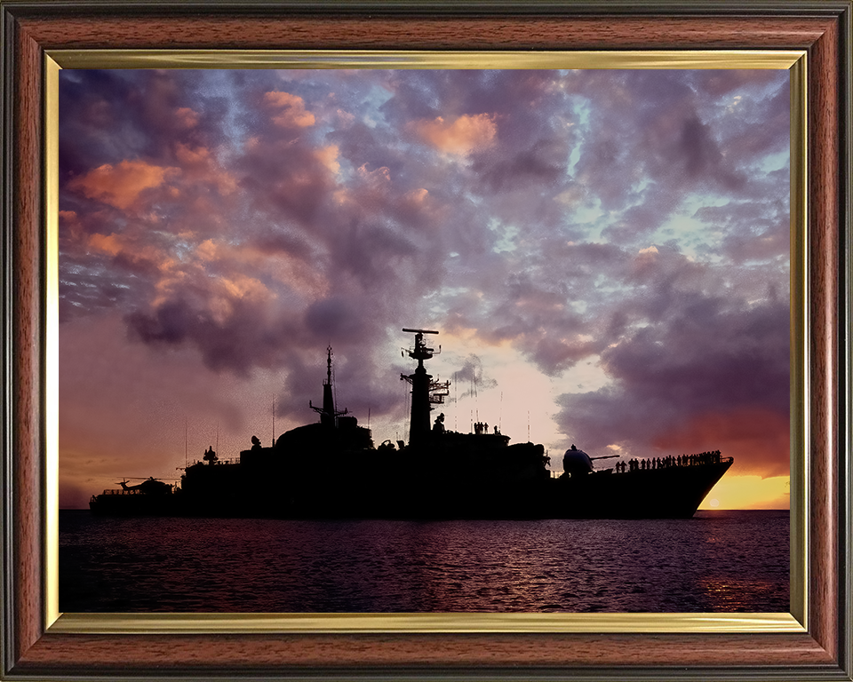 HMS Active (F171) Photo Print - At Sunset - Royal Navy Type 21 Frigate Hampshire Prints 10 x 8 Classic Frame No