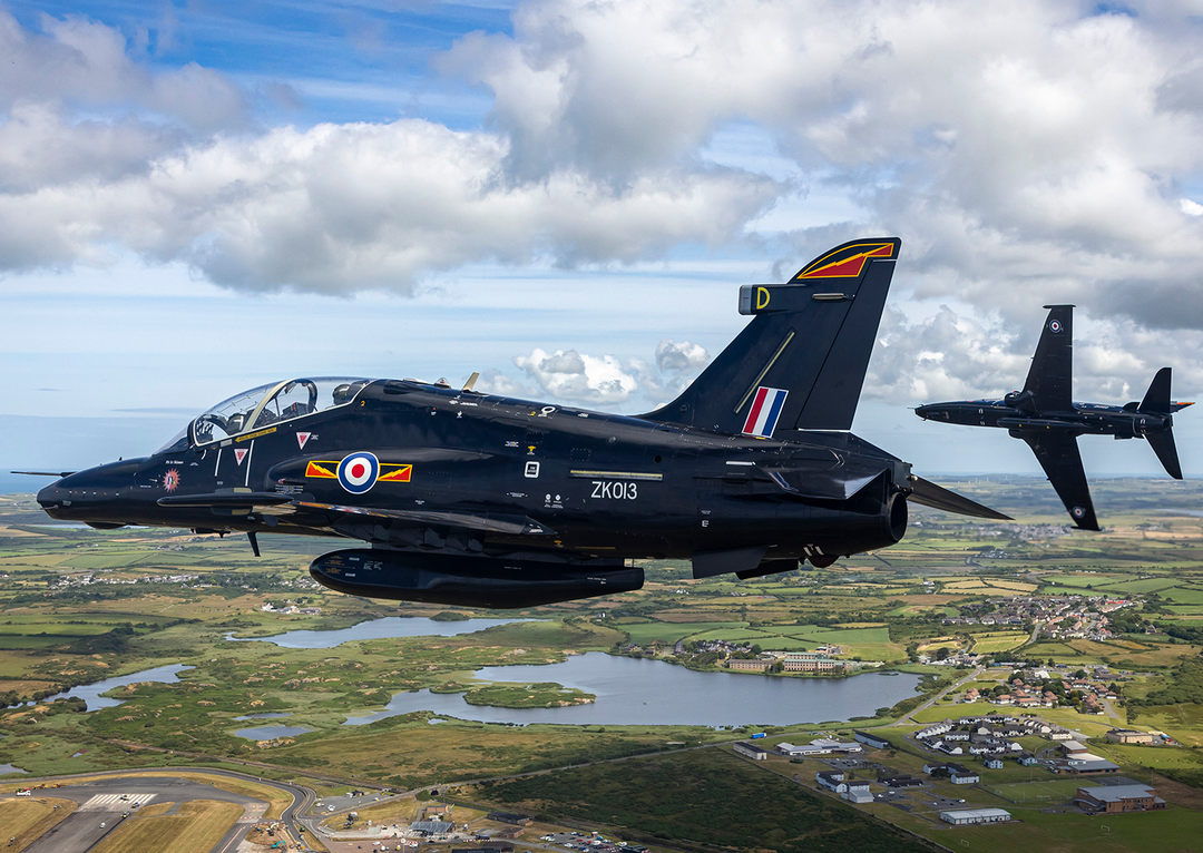 RAF Haw T2 jets in flight