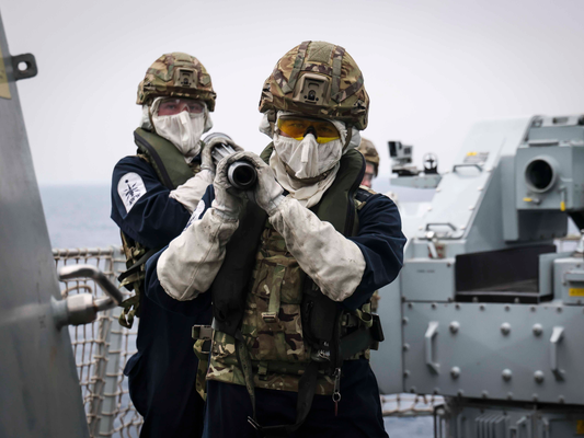 Royal navy gunners during an exercise