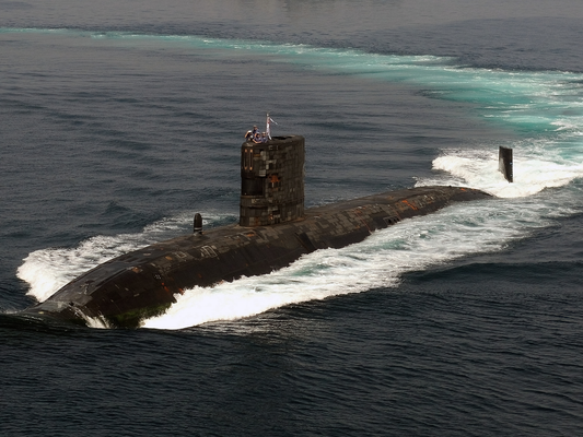 HMS Tireless Royal Navy Trafalgar class submarine at sea photo 