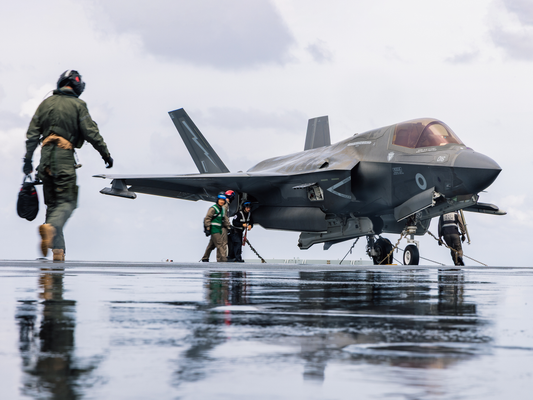 An F-35B jet on a flightdeck