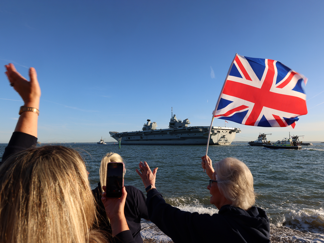 HMS Prince of Wales sails from Portsmouth