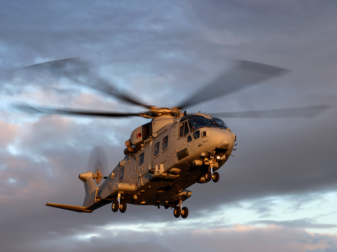 A merlin Helicopter from 846 Naval Air Sqn in flight