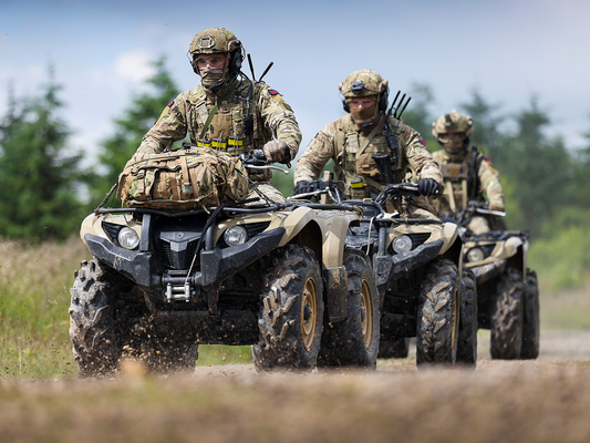 Royal Marines Commandos on quad bikes 