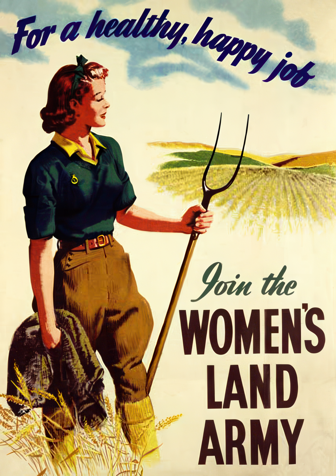 womens land army recruitment poster from world war two