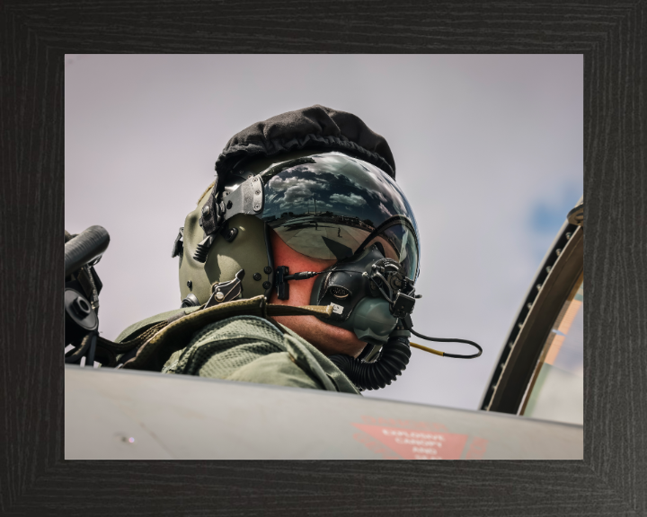 RAF Typhoon Pilot Photo Print - Royal Air Force Hampshire Prints 10 x 8 Black Frame No