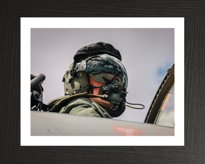 RAF Typhoon Pilot Photo Print - Royal Air Force Hampshire Prints 10 x 8 Black Frame Yes