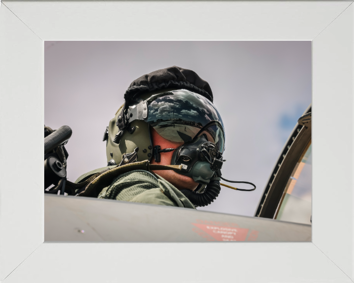 RAF Typhoon Pilot Photo Print - Royal Air Force Hampshire Prints 10 x 8 White Frame No