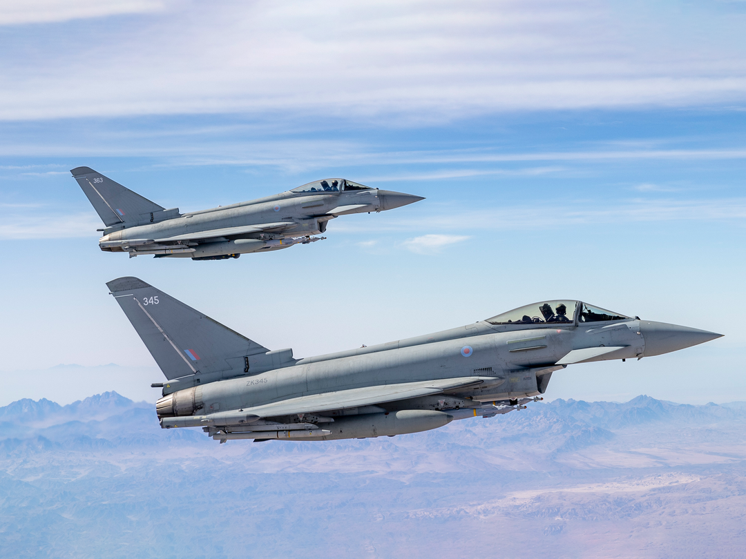 Two RAF Typhoons in flight Royal Air Force Aircraft Photo Print Wall Art Aviation Decor UK Posters, Prints, & Visual Artwork Hampshire Prints 6 x 4 No Frame No
