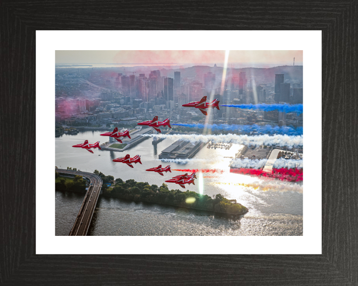 RAF Red Arrows flypast over Montreal Photo Print - Royal Air Force Aircraft Hampshire Prints 10 x 8 Black Frame Yes