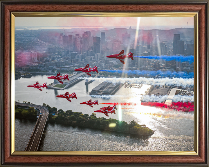 RAF Red Arrows flypast over Montreal Photo Print - Royal Air Force Aircraft Hampshire Prints 10 x 8 Classic Frame No