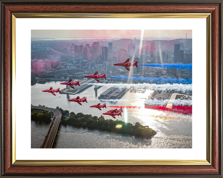 RAF Red Arrows flypast over Montreal Photo Print - Royal Air Force Aircraft Hampshire Prints 10 x 8 Classic Frame Yes