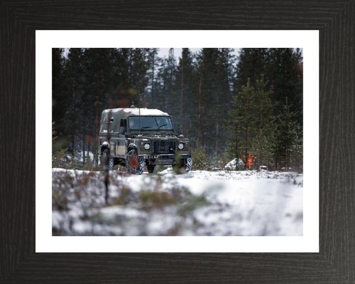 Green fleet Land Rover Wolf - British Army Vehicle Hampshire Prints 10 x 8 Black Frame Yes