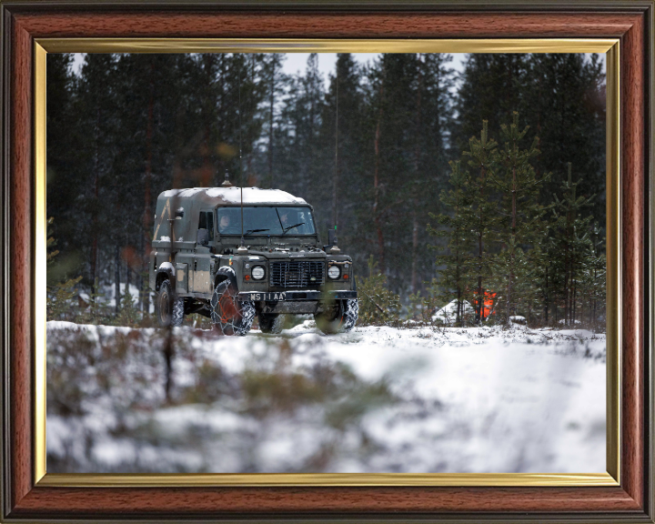 Green fleet Land Rover Wolf - British Army Vehicle Hampshire Prints 10 x 8 Classic Frame No
