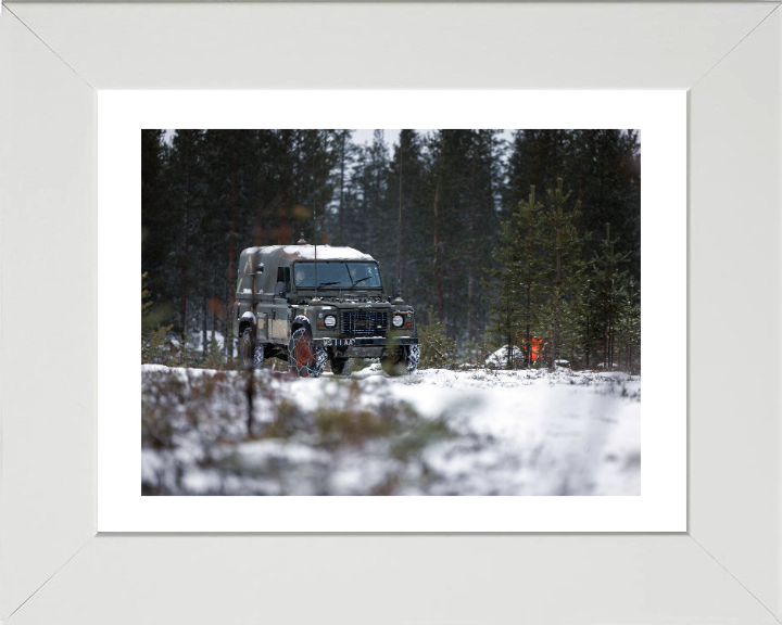 Green fleet Land Rover Wolf - British Army Vehicle Hampshire Prints 10 x 8 White Frame Yes