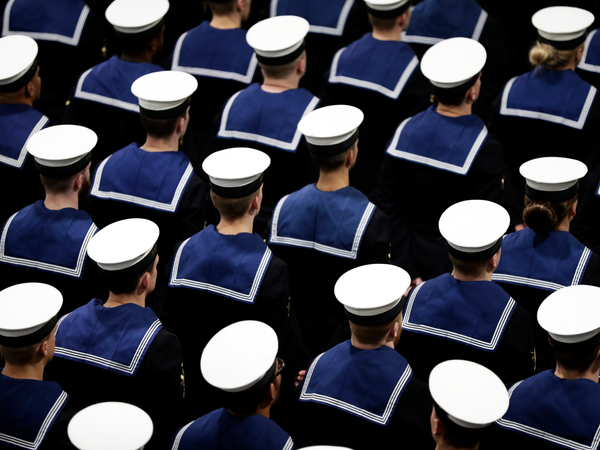 Royal Navy Sailors on Parade From Above 2019
