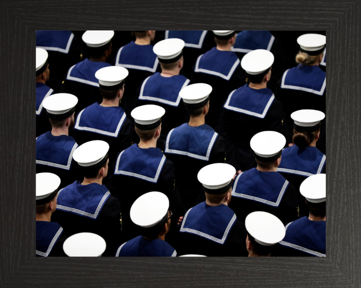 Sailors on parade Closeup Photo Print - Royal Navy Hampshire Prints 10 x 8 Black Frame No
