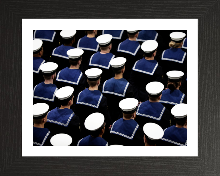 Sailors on parade Closeup Photo Print - Royal Navy Hampshire Prints 10 x 8 Black Frame Yes