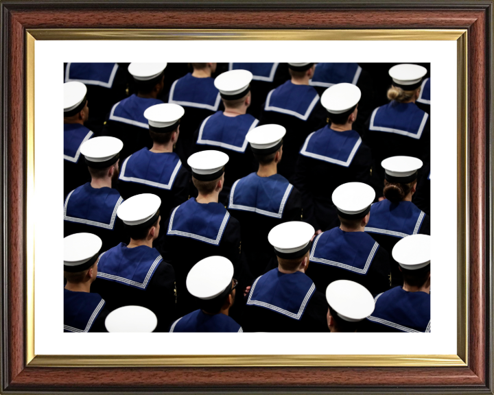 Sailors on parade Closeup Photo Print - Royal Navy Hampshire Prints 10 x 8 Classic Frame Yes