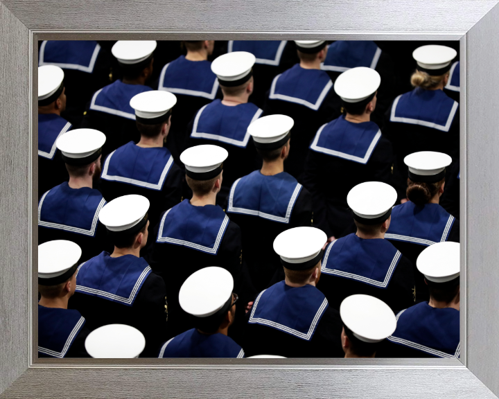Sailors on parade Closeup Photo Print - Royal Navy Hampshire Prints 10 x 8 Silver Frame No