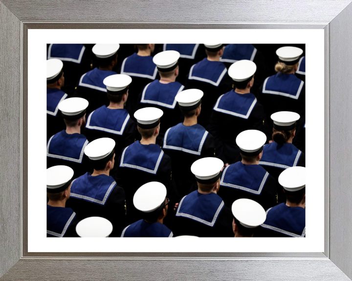 Sailors on parade Closeup Photo Print - Royal Navy Hampshire Prints 10 x 8 Silver Frame Yes