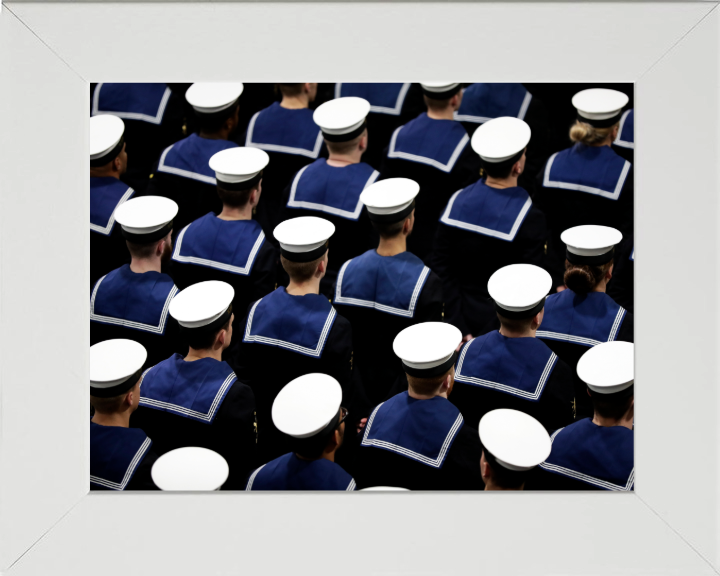 Sailors on parade Closeup Photo Print - Royal Navy Hampshire Prints 10 x 8 White Frame No