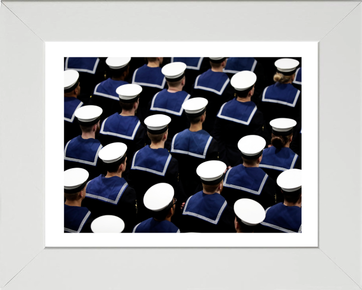 Sailors on parade Closeup Photo Print - Royal Navy Hampshire Prints 10 x 8 White Frame Yes
