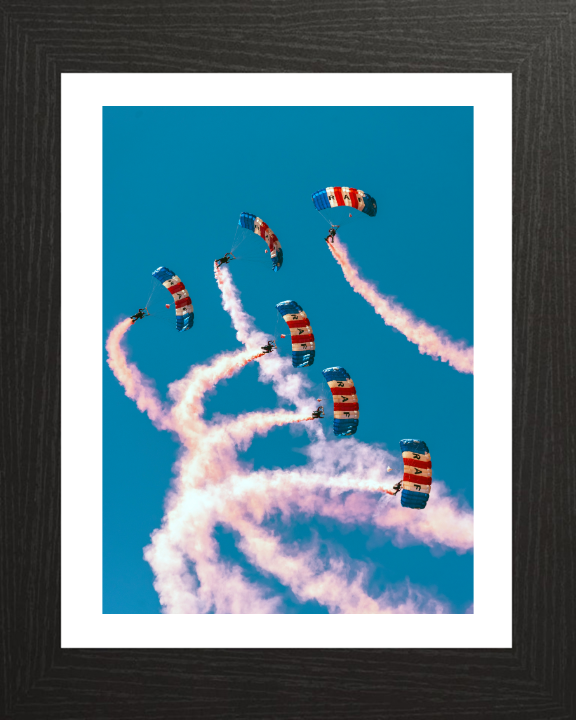 RAF Falcons Parachute display team Photo Print - Royal Air Force Hampshire Prints 10 x 8 Black Frame Yes