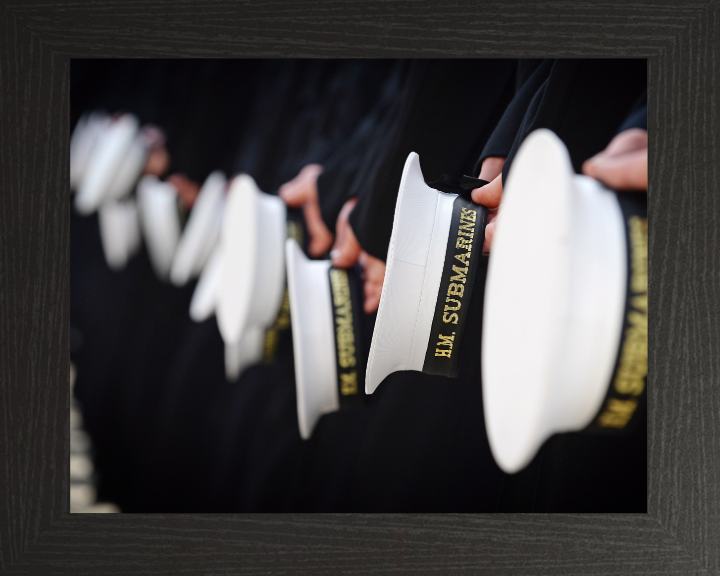 Submariners caps on parade Photo Print - Royal Navy Hampshire Prints 10 x 8 Black Frame No