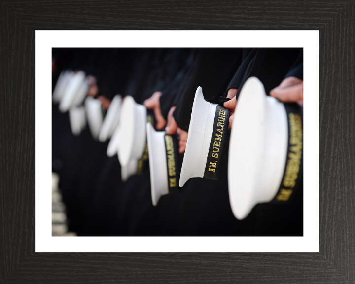 Submariners caps on parade Photo Print - Royal Navy Hampshire Prints 10 x 8 Black Frame Yes