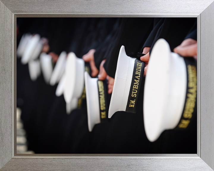 Submariners caps on parade Photo Print - Royal Navy Hampshire Prints 10 x 8 Silver Frame No