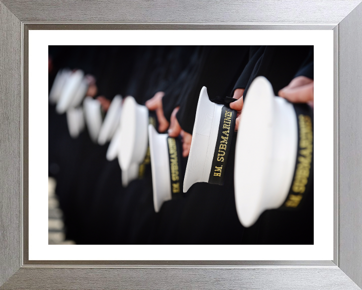 Submariners caps on parade Photo Print - Royal Navy Hampshire Prints 10 x 8 Silver Frame Yes