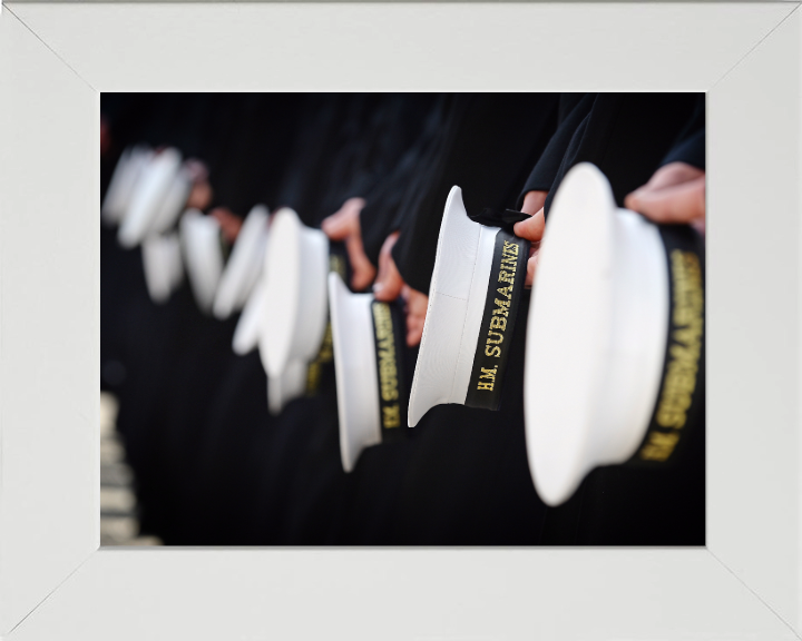 Submariners caps on parade Photo Print - Royal Navy Hampshire Prints 10 x 8 White Frame No
