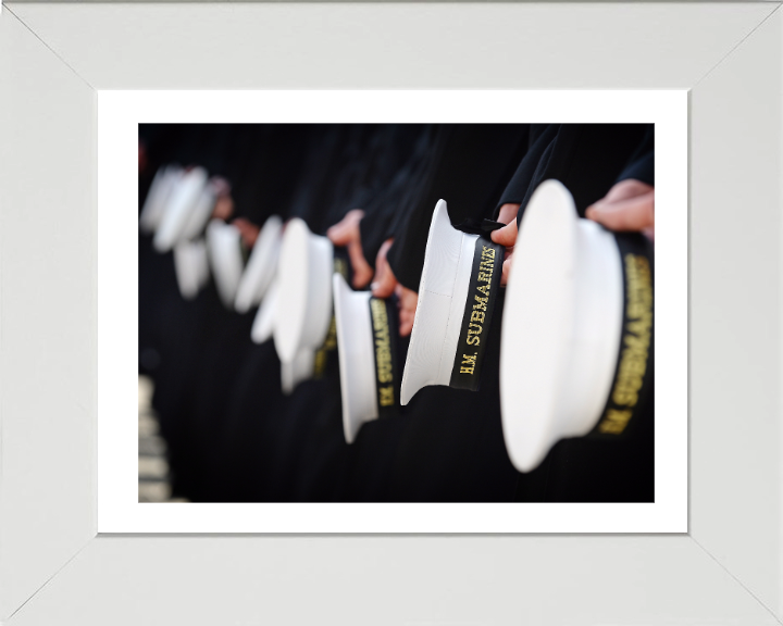 Submariners caps on parade Photo Print - Royal Navy Hampshire Prints 10 x 8 White Frame Yes