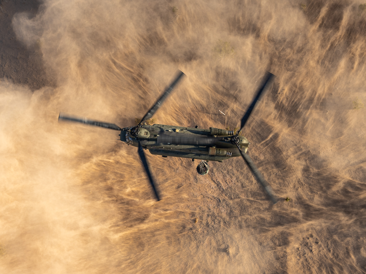 RAF Chinook helicopter Over the Desert Photo Print - Royal Air Force Aircraft Hampshire Prints 6 x 4 No Frame No