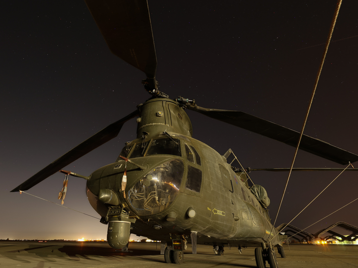 RAF Chinook Helicopter on Runway at night Photo Print - Royal Air Force Aircraft Hampshire Prints 6 x 4 No Frame No