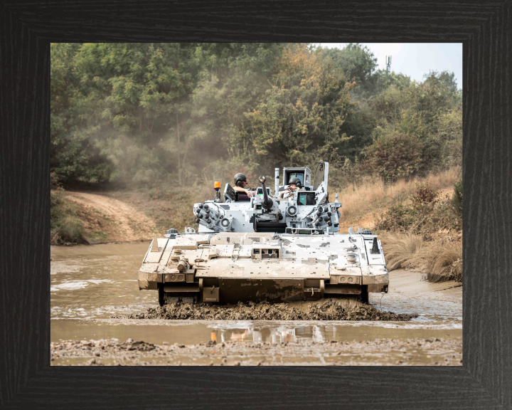 AJAX Armoured Fighting Vehicle Photo Print - British Army Vehicle Hampshire Prints 10 x 8 Black Frame No