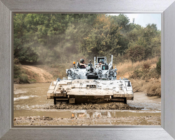 AJAX Armoured Fighting Vehicle Photo Print - British Army Vehicle Hampshire Prints 10 x 8 Silver Frame No