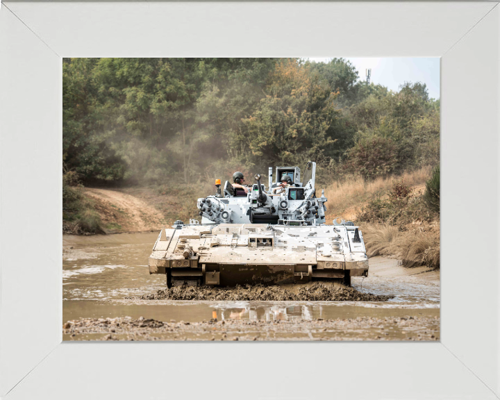AJAX Armoured Fighting Vehicle Photo Print - British Army Vehicle Hampshire Prints 10 x 8 White Frame No