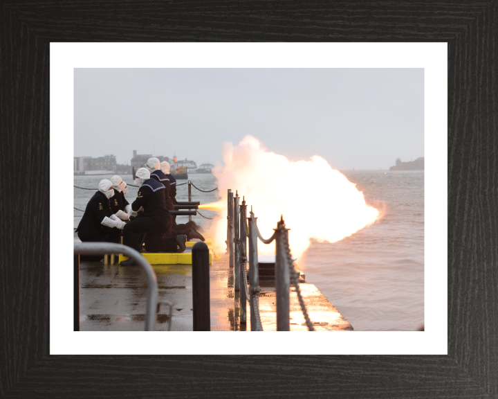 Sailors Performing a 21 Gun salute Photo Print - Royal Navy Hampshire Prints 10 x 8 Black Frame Yes