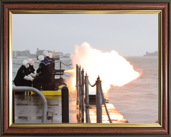 Sailors Performing a 21 Gun salute Photo Print - Royal Navy Hampshire Prints 10 x 8 Classic Frame No